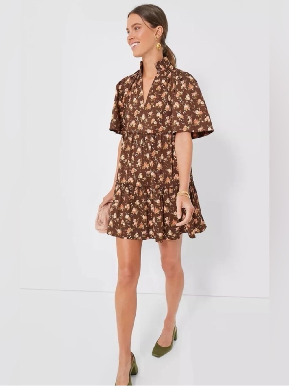 Tuckernuck Brown Floral Short Tiered Dress Rosewood Chintz Crawford
Dress large
